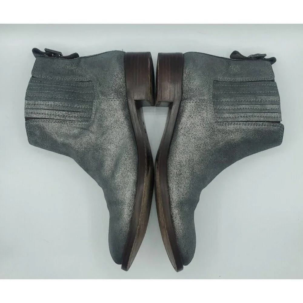 Tory Burch Wade Chelsea Gray Silver Shimmer Leather Ankle Boot Women's 9M /40